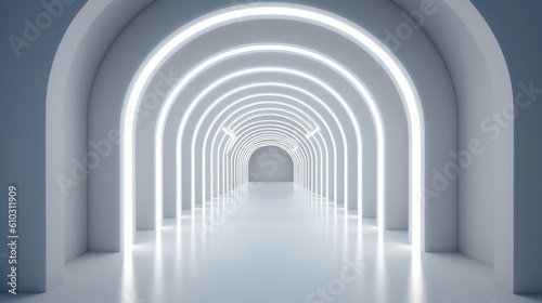 white modern tunnel with lights