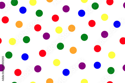 LGBT polka dot random seamless pattern white background. rainbow pride symbol.