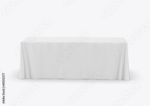 Table Cloth Fitted Exhibition advertising runner, cloth and stitched table cover. 3D illustration.