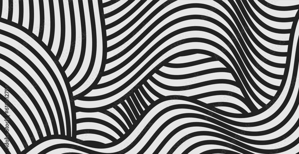 Black and white waves abstract tech minimal background. Vector design