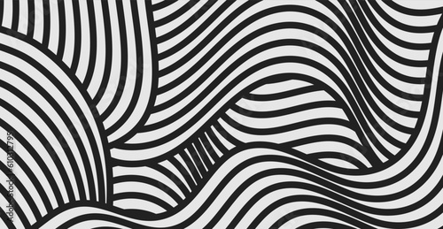 Black and white waves abstract tech minimal background. Vector design