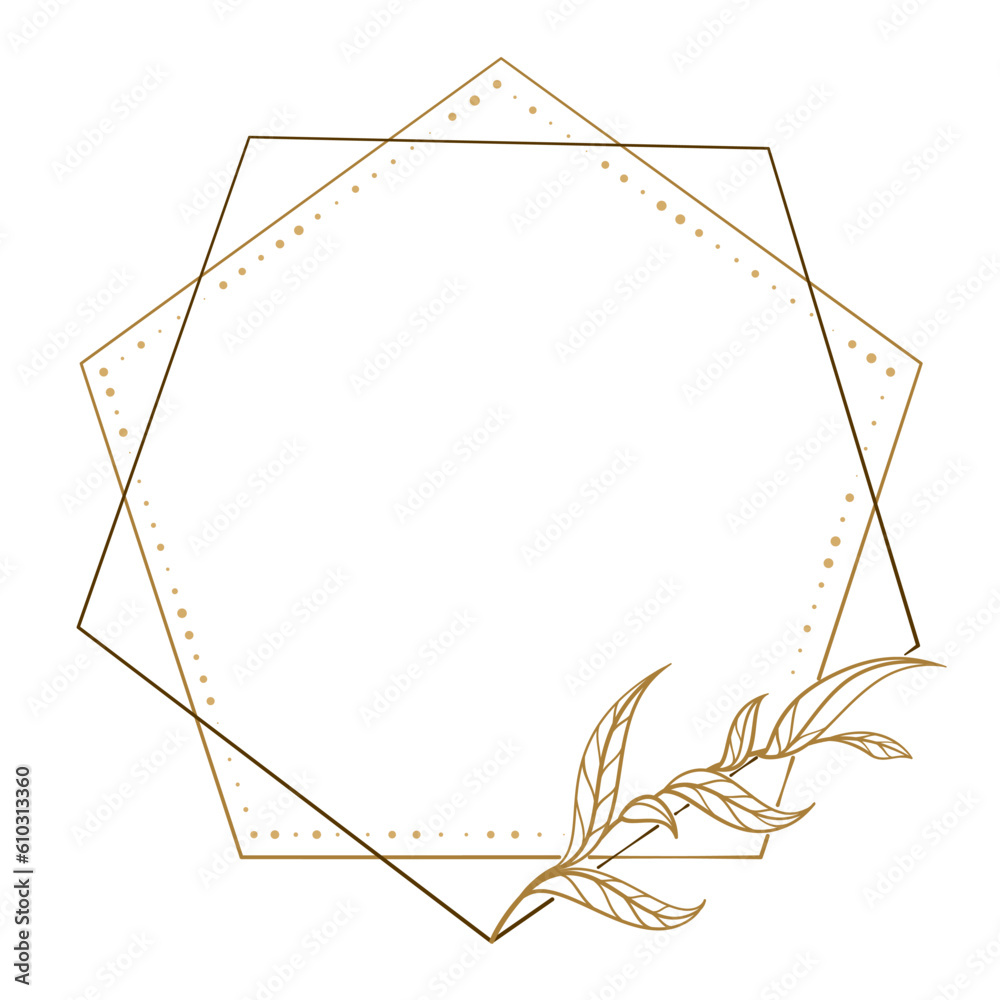 Vector polygonal dotted frame. Floral decoration. Vector polygonal dotted frame. Floral decoration.