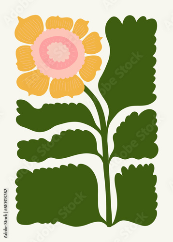 Floral abstract elements. Botanical composition. Modern trendy Matisse minimal style. Floral poster, invite. Vector arrangements for greeting card or invitation design
