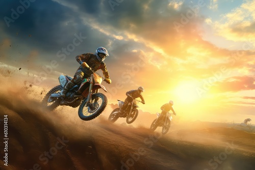 riders ride in a motocross track