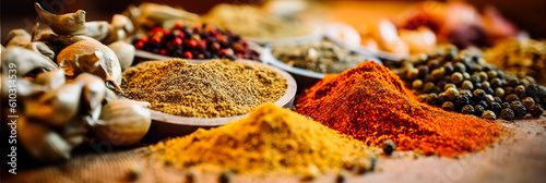 Aromatic Delights: Closeup Shot of Traditional Spices for Social Media Banners photo