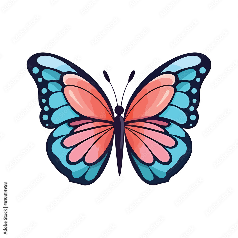 Adorable Garden Creature: Cute 2D Butterfly Illustration Adorable Garden Creature: Cute 2D Butterfly Illustration