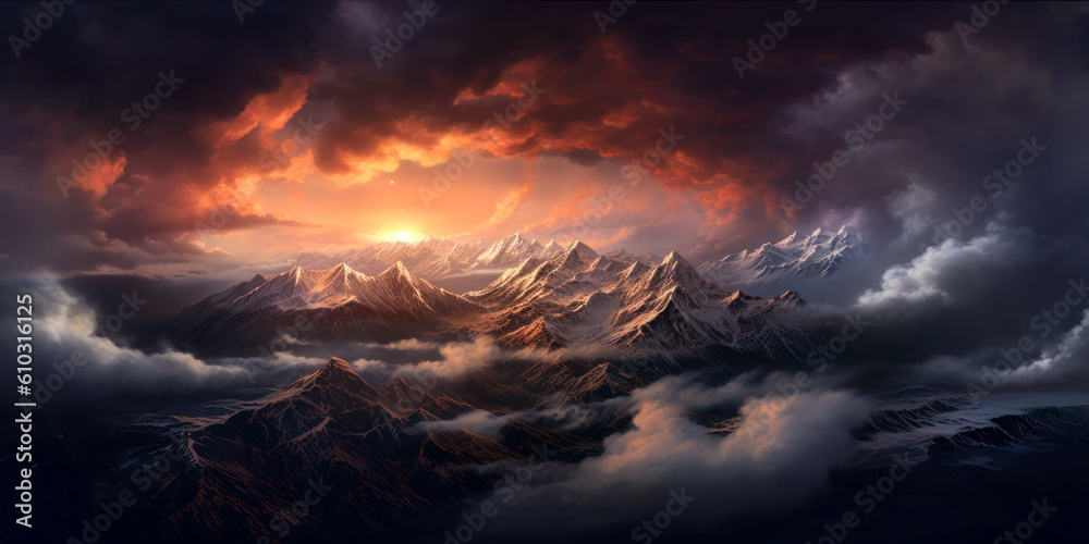 Mountains landscape, dark, background. Generative AI Mountains landscape, dark, background. Generative AI