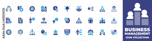 Business management icon collection. Duotone color. Vector and transparent illustration. Containing management, product management, business, real estate, clock, idea, executive, hierarchy, and more. photo