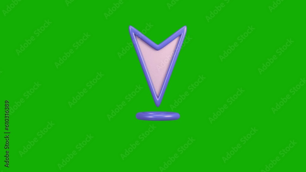 3D Location Pinpointer on Map animated cartoon on Green screen background.