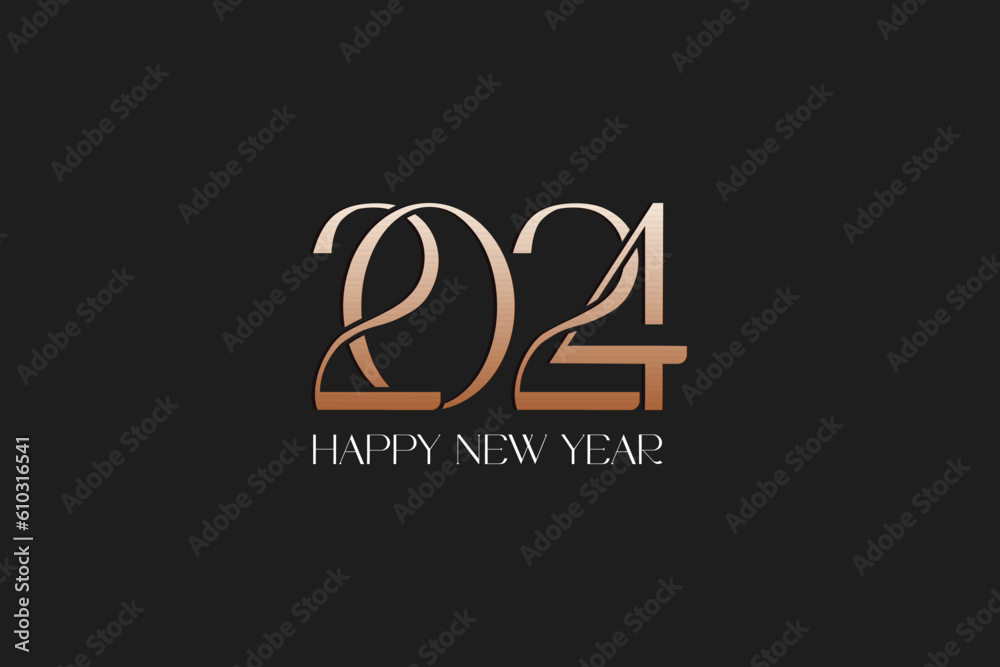 Happy new year 2024 with golden typography concept. 2024 new year celebration concept
