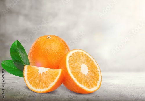 Fototapeta Naklejka Na Ścianę i Meble -  Tasty sweet fresh sliced orange fruit citrus
