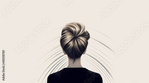 Elegant Woman With Bun Styled Hair Illustration For Fashion Design Blog And Social Media photo