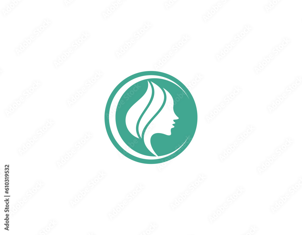 Obraz premium Natural Beautiful woman's face flower logo with gold gradient and business card design for beauty salon Premium Vector.