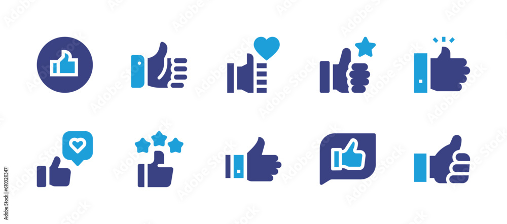 Like icon set. Duotone color. Vector illustration. Containing like, acknowledgement.