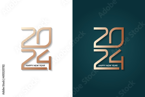 happy new year 2024 design overlapping gold color