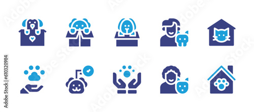 Like icon set. Duotone color. Vector illustration. Containing dog  puppy  adoption  pet  animal  adopted  pet care  pet house.