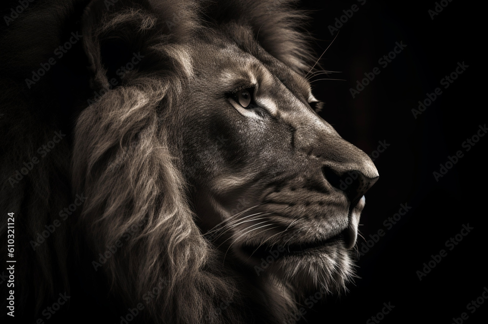 Naklejka premium Lion head portrait. Generative AI