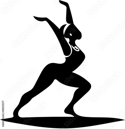 Black silhouette illustration of a female yoga trainer in practice 