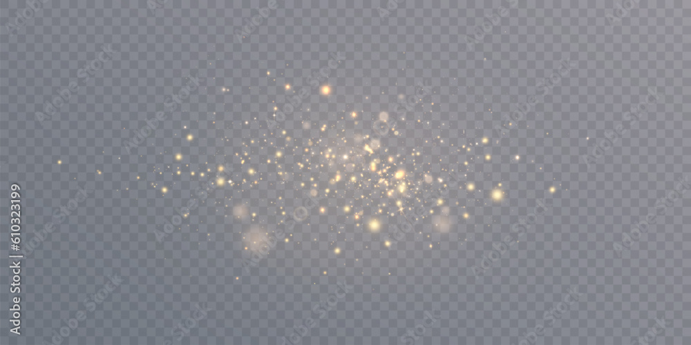 Light effect with lots of shiny shimmering particles isolated on transparent background. Vector star cloud with dust.