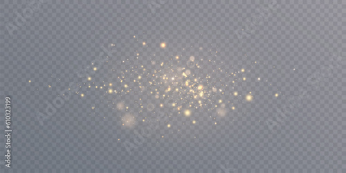 Light effect with lots of shiny shimmering particles isolated on transparent background. Vector star cloud with dust.	 photo