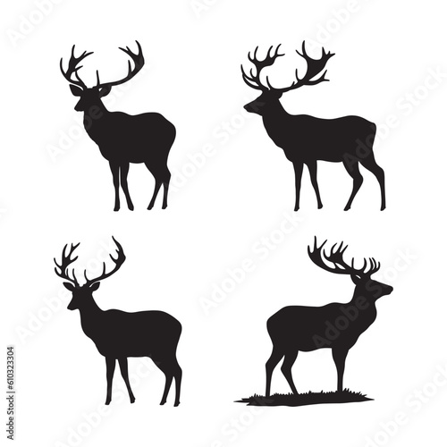 Set of deer silhouette