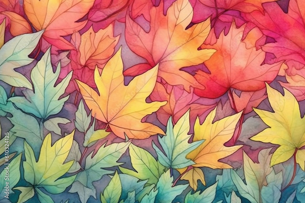 Leaf Background watercolor Generative AI Leaf Background watercolor Generative AI