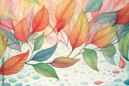 Leaf Background watercolor Generative AI © VRAYVENUS