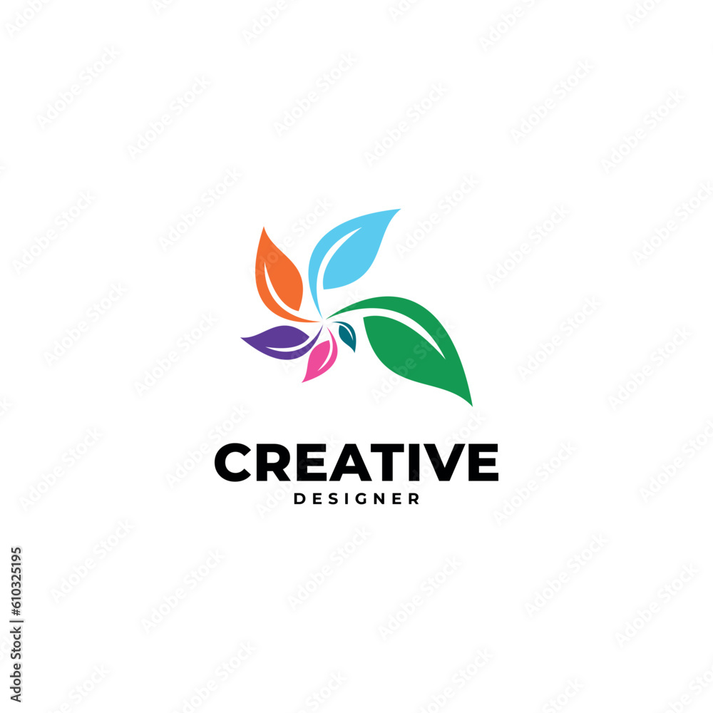 leaf logo gradient colorful design illustrations.