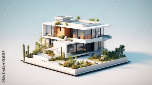 Exterior View of modern House isolated, Generative Ai