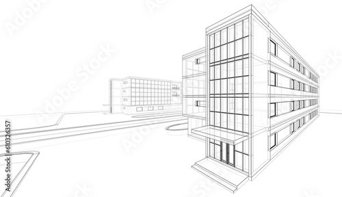 Modern office building concept 3d rendering