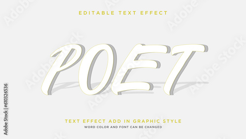Modern and cool white poet vector text style effect editable text effect