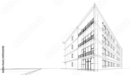 Modern office building concept 3d rendering