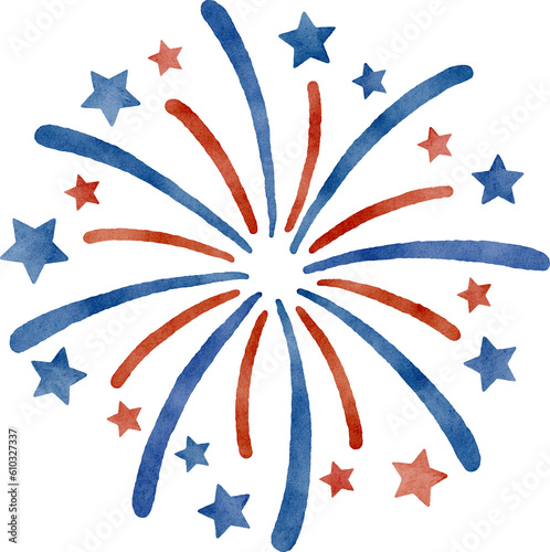 Watercolor fireworks 4th of July