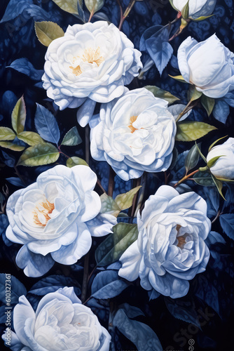 White roses in a painting style.