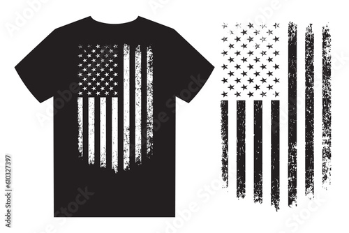 USA Vintage Distressed Flag T-Shirt Design