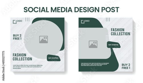 Set of 2 Editable Templates Social Media Instagram Design Post with Minimalist and Modern Style Green Color Theme. Suitable for Sale Banner, Branding,