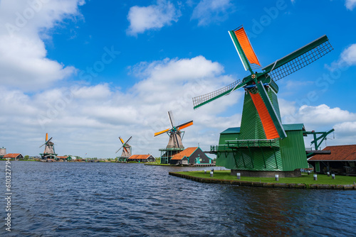 View of an old historic windmill in Zaanse Schans/NL