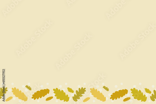 Autumn leaves frame border background banner. Vector illustration confetti. Cartoon cute.