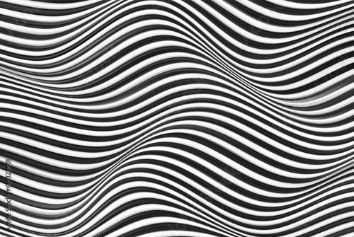 Wave of optical illusion. Abstract black and white illustrations. Horizontal lines stripes pattern or background with wavy distortion effect.