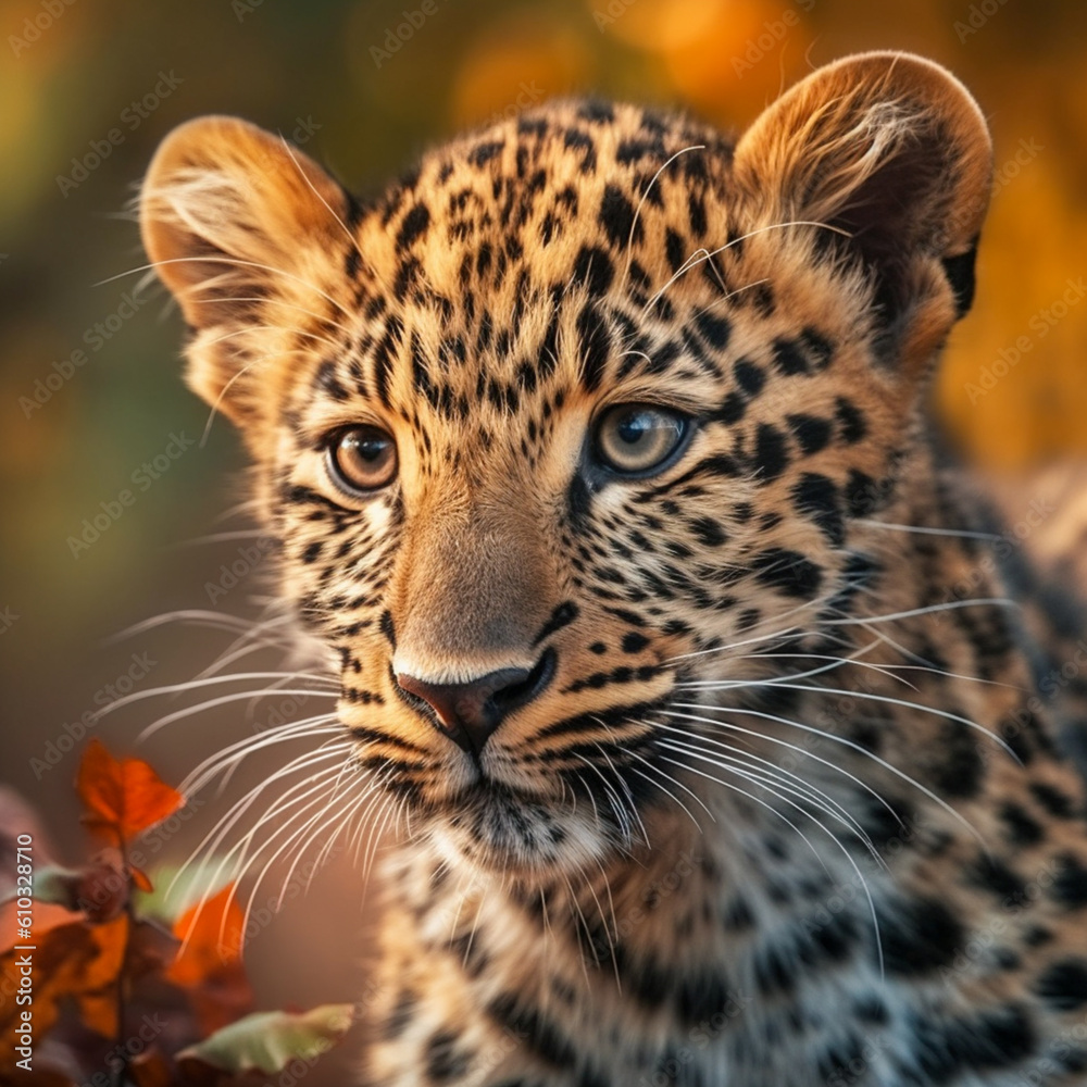 Obraz premium Amur Leopard, Panthera pardus orientalis, ai generted