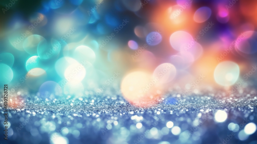 Abstract colorful christmas bokeh background. Blue, pink colors. 