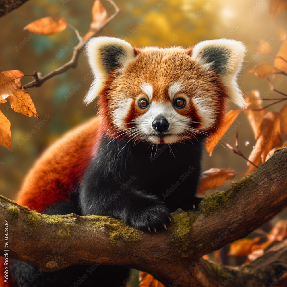 Obraz premium Red Panda, Ailurus fulgens, Mammal,