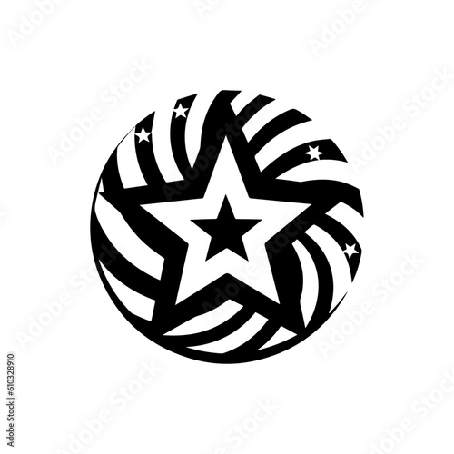 Black and white stars vector art, isolated on white background, vector illustration.