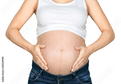 Beautiful pregnant woman holds her belly © BillionPhotos.com