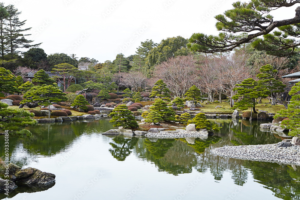 japanese garden with pond and trees japanese garden with pond and trees