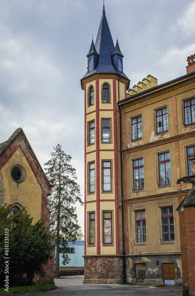 Fototapeta premium Tower of Castle in Bzenec town in Czech Republic