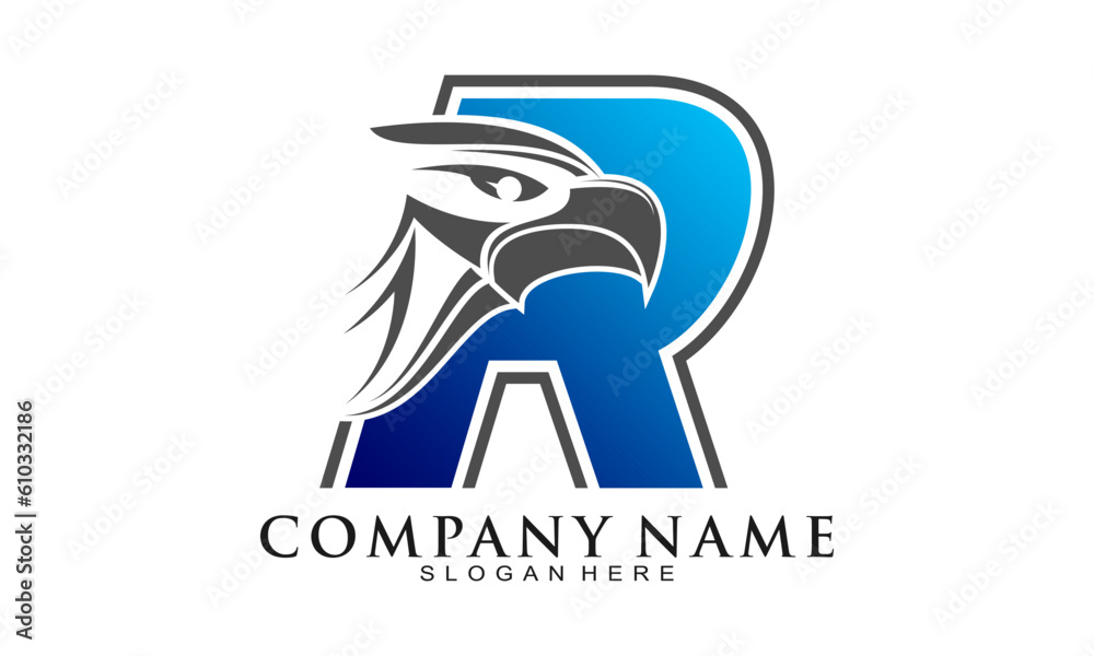 Letter R alphabet and eagle symbol vector logo Letter R alphabet and eagle symbol vector logo