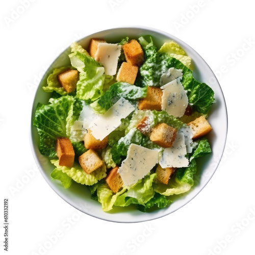 Caesar salad on white plate, healthy meal vegetables for vegetarian 