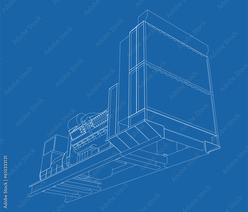 Generator. Diesel and gas industrial electric generator outline Generator. Diesel and gas industrial electric generator outline