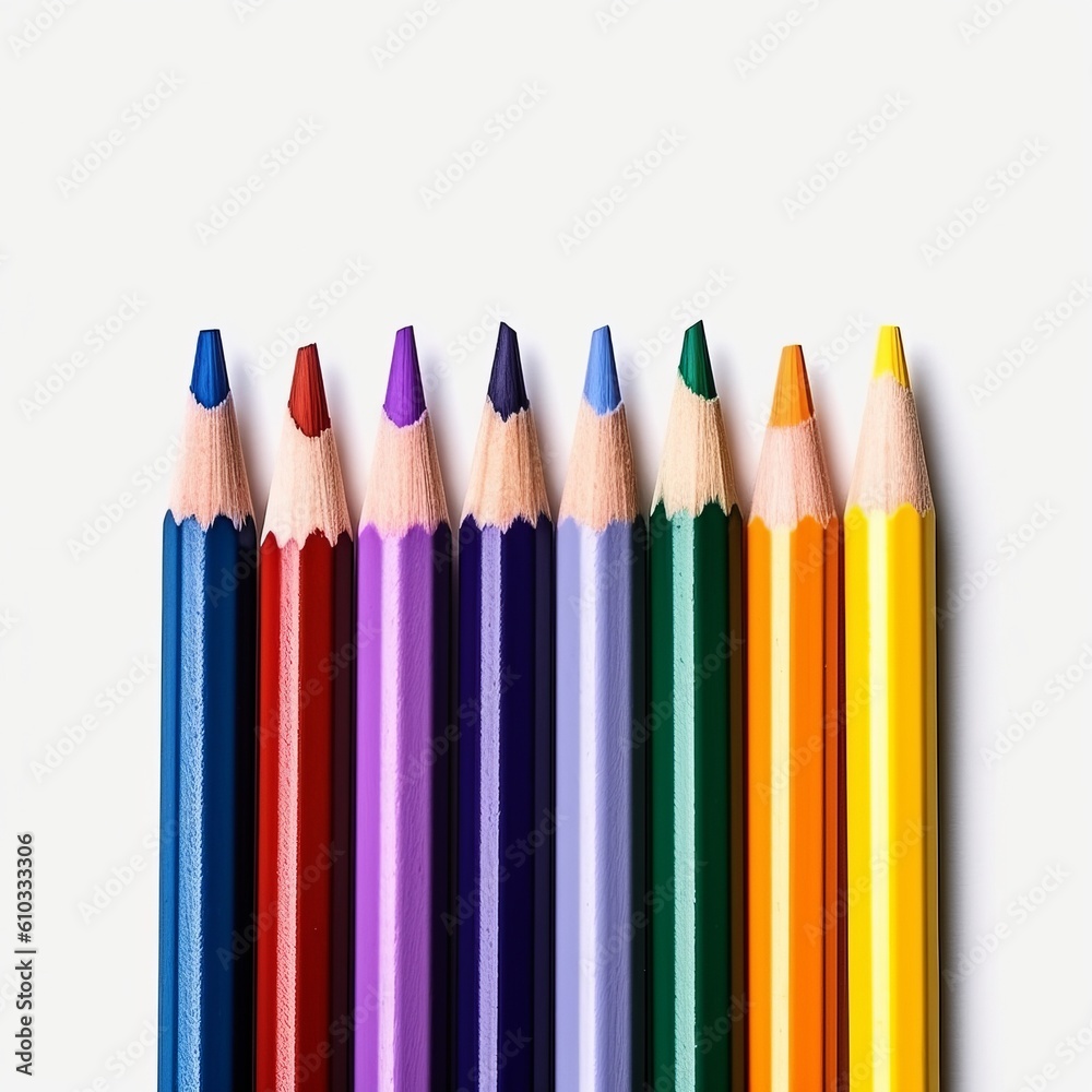 Colored pencils. Back to school. Art. Generative AI Colored pencils. Back to school. Art. Generative AI